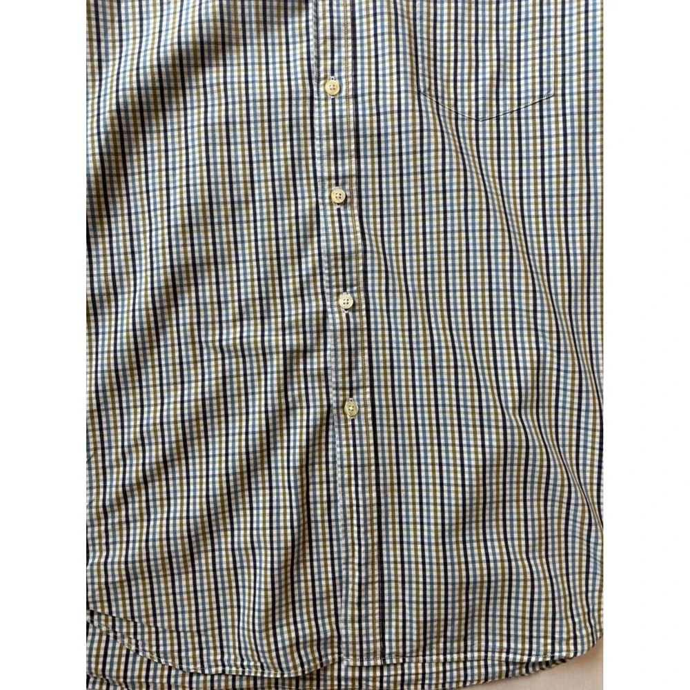 J.Crew Mens XL Tailored Fit Washed Casual Cotton Check Button Down Shirt Blue
